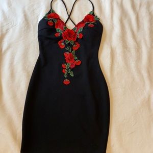 Black rose cocktail dress